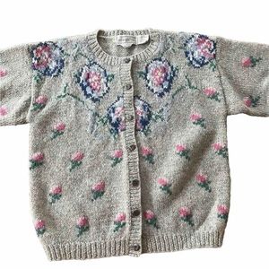 Eagle’s Eye Vintage Floral 100% Shetland Wool Cardigan